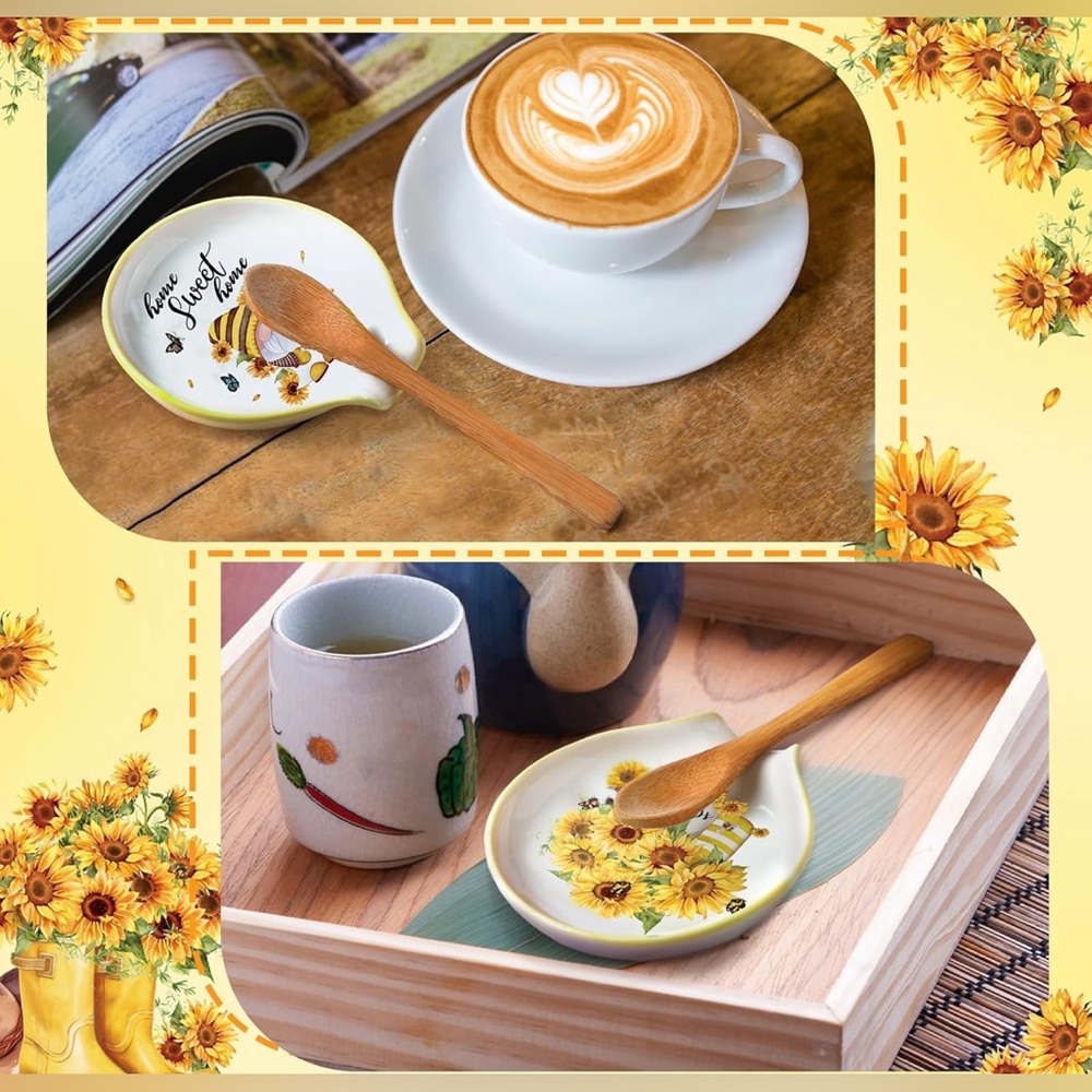 Choose 1 Sunflower Themed Ceramic Spoon Rest for Stove Top - New - Cute - Picture 6 of 6